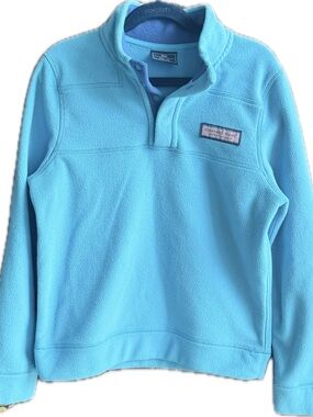 Vineyard Vines Kids Light Blue Snap-Placket Fleece Pullover